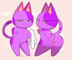 ambiguous_gender anthro anus anus_only big_butt bodily_fluids butt featureless_crotch hand_on_butt looking_at_viewer looking_back musk narrowed_eyes nipples nude null presenting presenting_anus purple_body simple_background smile solo standing sweat tail towel wet abnarie animal_crossing nintendo bob_(animal_crossing) domestic_cat felid feline felis mammal 6:5 hi_res male_(lore)