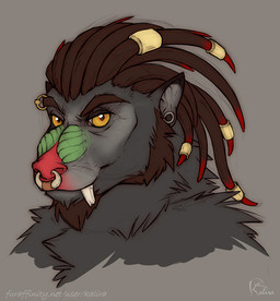 anthro fur male solo kalira haplorhine mammal mandrill monkey old_world_monkey primate headshot_portrait portrait