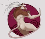 anthro biceps butt fighting_pose fur hair long_hair male muscular muscular_anthro muscular_male nude pose simple_background solo tail corrsk mammal murid murine rat rodent digital_media_(artwork) hi_res