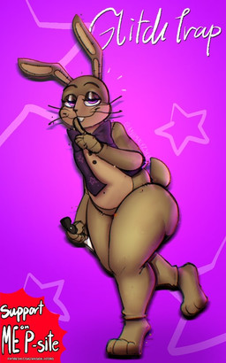 5_fingers anthro black_nose bottomless buckteeth butt clothed clothing fingers gesture half-closed_eyes hand_gesture holding_knife holding_object knife long_ears looking_at_viewer male narrowed_eyes on_one_leg pink_eyes purple_clothing purple_topwear purple_vest smile solo standing tail teeth text thick_thighs topwear topwear_only vest vest_only whiskers an0malyz3r0 five_nights_at_freddy's five_nights_at_freddy's:_help_wanted scottgames glitchtrap lagomorph leporid mammal rabbit 2025 5:8 english_description url