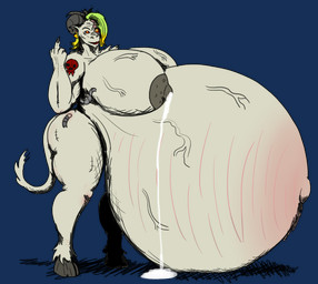 anthro bodily_fluids cybernetics female hooves hyper hyper_pregnancy lactating machine nipples non-mammal_nipples pregnant solo stretch_marks vwpologt warhammer_(franchise) warhammer_40000 beastman_(warhammer) bovid caprine goat mammal alpha_channel