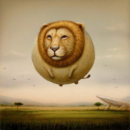 abstract_art feral inflation landscape male overweight overweight_male solo surrealism what what_has_science_done naoto_hattori felid lion mammal pantherine low_res