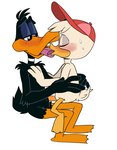 adult_on_young age_difference anthro blush bodily_fluids clothing duo eyes_closed french_kissing hat hat_only headgear headgear_only headwear headwear_only hug kissing male male/male mostly_nude sitting_on_another sweat young igotdragons disney ducktales ducktales_(2017) looney_tunes warner_brothers daffy_duck huey_duck anatid anseriform avian bird duck hi_res