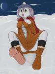 anthro boots breasts clothed clothing female footwear fur green_eyes hair looking_at_viewer open_mouth outside scarf shoes snow solo white_body white_fur howl_echoes lagomorph leporid mammal rabbit 3:4 absurd_res digital_media_(artwork) hi_res