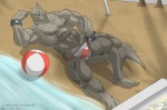 2012 abs amber_eyes anthro beach biceps big_muscles black_claws black_nose bodybuilder bone bracelet brown_fur brown_hair bulge canada canine chest_tuft claws clothed clothing fangs flexing fur grey_fur grin hair hairy half-dressed jewelry lying male mammal muscles nipples on_back pecs reclamon sand seaside solo speedo swimsuit topless tuft water were werewolf worgewolf
Rating: Questionable
Score: 5
User: furmann
Date: December 28, 2012