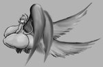 anthro big_breasts big_butt breasts butt female glistening glistening_body halo hooves huge_breasts huge_butt mouthless noseless nude slightly_chubby solo wings lutha european_mythology greek_mythology mythology selendis_(lutha) angel bovid bovine humanoid mammal minotaur hi_res monochrome