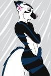 anthro black_body black_fur erection fluffy fur genitals male penis pose solo stripes corgicraft rcfox canid canine fox mammal 2013