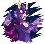 anthro fur male open_mouth purple_body purple_fur simple_background solo teeth tongue yellow_eyes citrinelle canid canine canis domestic_dog mammal 2017 digital_media_(artwork) hi_res