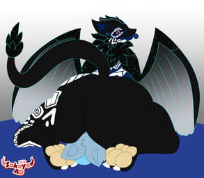 3_toes anthro big_butt butt duo facesitting feet fur male male/male nude sitting_on_another tail toes wings sokoyo_owo mythology dragon furred_dragon furred_scalie mythological_creature mythological_scalie nardoragon scalie hi_res