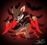 2_toes anthro barefoot cape clothing cloven_hooves costume fangs feet female halloween_costume holidays hooves plantigrade red_eyes silven solo teeth toes toony turkojar halloween isa_sturmi deer mammal vampire hi_res