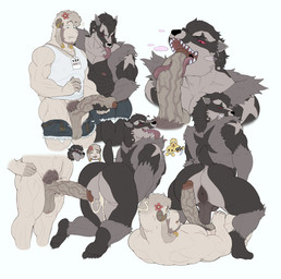 accessory all_fours anal anal_penetration anthro anthro_on_anthro anthro_penetrated anthro_penetrating anthro_penetrating_anthro anus armpit_hair backsack balls bareback beard big_balls big_butt big_muscles big_penis bodily_fluids body_hair bottomwear butt clothed clothing crouching cum cum_in_ass cum_inside cum_string denim denim_bottomwear denim_clothing denim_shorts duo ear_piercing ear_ring emoji erection eyebrow_piercing eyebrows facial_hair facial_piercing flower flower_in_hair foreskin fur genital_fluids genitals hair hair_accessory handjob horn horn_jewelry horn_ring humanoid_genitalia humanoid_penis jewelry licking long_tongue lying male male/male male_penetrated male_penetrating male_penetrating_male muscular muscular_anthro muscular_male narrowed_eyes nipples nude on_back open_mouth open_smile oral partially_retracted_foreskin penetration penile penis penis_lick perineum piercing plant pubes retracted_foreskin ring_(jewelry) ring_piercing saliva sex shirt shorts simple_background smile standing sweat tank_top teeth tongue tongue_out topless topless_anthro topless_male topwear tuft vein veiny_penis white_background inkgoat nintendo pokemon gnell_(inkgoat) bovid caprine generation_8_pokemon goat mammal obstagoon pokemon_(species) 2022 absurd_res hi_res