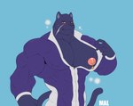 anthro areola blush facial_scar fingers male muscular muscular_anthro muscular_male nipple_piercing nipples pecs piercing scar solo tail mal_lock nintendo star_fox panther_caroso felid mammal pantherine hi_res