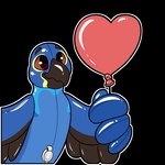 beak blue_body brown_eyes feathered_wings feathers inflatable smile solo telegram_sticker wings symrea animate_inanimate avian bird living_inflatable macaw neotropical_parrot parrot true_parrot