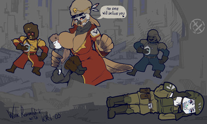 angry anthro armor astra_militarum big_breasts bodily_fluids breast_play breast_suck breastfeeding breasts clothing crying dancing dialogue female female_anthro group guardsman_(warhammer_40k) guardswoman_(warhammer_40k) hat headgear headwear helmet human_on_anthro humor imperial_guard imperium_of_man interspecies larger_female male male/female male_human military size_difference smaller_male speech_bubble sucking tears text vostroyan_firstborn karakylia capcom devil_may_cry warhammer_(franchise) warhammer_40000 wojak avian bird human mammal owl 5:3 digital_drawing_(artwork) digital_media_(artwork) english_text hi_res meme