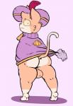 balls butt clothed clothing duo feet genitals hat headgear headwear male partially_clothed robe squire surprise salamikii squire_(salamikii) domestic_cat felid feline felis mammal flat_colors hi_res