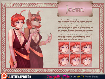 anthro blush breasts choker cigarette cigarette_holder classy clothed clothing dress ear_piercing eyes_closed eyeshadow female gloves hair handwear human_to_anthro jewelry looking_at_viewer makeup necklace nipple_outline open_mouth pendant piercing red_hair sad short_hair smile snout solo species_transformation text transformation littlenapoleon watsup changeling_tale jessie_(changeling_tale) canid canine canis human mammal wolf 2018 4:3 digital_media_(artwork) english_text expression_sheet model_sheet
