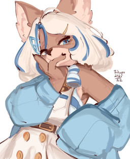 anthro blue_eyes blue_hair clothed clothed_anthro clothed_female clothing female fully_clothed fully_clothed_anthro fully_clothed_female hair looking_at_viewer solo white_hair conditional_dnp tohupo mammal 2025 digital_drawing_(artwork) digital_media_(artwork) hi_res