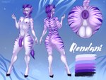 animal_genitalia animal_penis anthro anus balls big_balls big_butt biped butt equine_genitalia equine_penis genitals hair hooves humanoid_hands male markings medial_ring penis perineum pose puffy_anus purple_anus purple_body purple_eyes purple_hair purple_penis smile solo striped_body striped_markings striped_tail stripes tail tail_markings unguligrade smogville rendani equid equine mammal plains_zebra quagga recently_extinct_species zebra absurd_res hi_res model_sheet