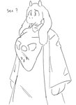 anthro clothing dialogue explicit_text female question_mark robe solo text uncertain catjam_(artist) undertale_(series) toriel line_art monochrome