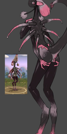 4_arms antennae_(anatomy) black_body claws female finger_claws genitals multi_arm multi_limb pink_eyes presenting presenting_vulva rear_view solo vulva sun_bug electronic_arts maxis_(ea) spore_(game) alien alien_humanoid humanoid hi_res