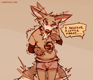 anthro biped brown_body brown_fur bulge clothing detailed_bulge dialogue ear_twitch fur male male_anthro multicolored_body multicolored_fur shaking shirt solo speech_bubble t-shirt t-shirt_on_long_sleeve tail tail_motion tailwag tan_body tan_fur text topwear trembling underwear whining white_body white_fur lawyerdog cantio_(lawyerdog) canid canine canis coyote mammal 2026 digital_media_(artwork) english_text portrait three-quarter_portrait url