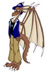 baseball_cap brown_body brown_skin clothing hat headgear headwear khakis male solo tail wings tabbiewolf mythology william_newell dragon mythological_creature mythological_scalie scalie