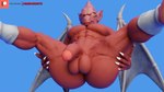 3d_(artwork) anklet balls big_butt blender_(artwork) bracelet butt camseven capcom demon demon's_crest digital_media_(artwork) empty_eyes firebrand gargoyle gargoyle's_quest genitals ghosts_'n_goblins hand_on_butt hi_res huge_butt humanoid_genitalia humanoid_penis humanoid_pointy_ears jewelry male marvel_vs._capcom_infinite membrane_(anatomy) membranous_wings muscular nude patreon penis presenting red_arremer red_body simple_background solo wings