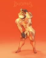 abs anthro balls barefoot big_balls big_boss_vette big_butt big_muscles big_pecs big_penis bone butt butter butter_on_head clap clothing collar dairy_products dancing emote feet fingerless_gloves food food_on_head genitals get_it gloves handwear huge_balls huge_penis humanoid_genitalia humanoid_penis hyper hyper_balls hyper_genitalia hyper_penis male mostly_nude muscular muscular_anthro muscular_male orange_background pecs penis simple_background solo standing dollymolly323 epic_games fortnite doughberman bread_creature canid canine canis domestic_dog mammal animated hi_res webm