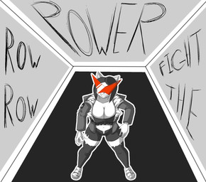anthro big_breasts biped bottomwear breasts cleavage clothed clothed_anthro clothed_female clothing collarbone female footwear grin hair huge_breasts jacket legwear lyrics midriff navel shoes shorts smile socks solo text thigh_highs thigh_socks topwear visor theicedwolf tengen_toppa_gurren_lagann maggie_applebee canid canine canis domestic_dog mammal 2016 digital_drawing_(artwork) digital_media_(artwork) english_description english_text full-length_portrait portrait restricted_palette