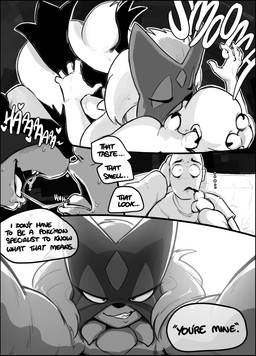 abstract_background ambiguous_gender anthro assertive_anthro assertive_female blush claiming dominant dominant_anthro dominant_female duo fangs female female_anthro french_kissing furniture holding_viewer interspecies kissing male male_human on_sofa pokephilia sitting sofa spit_trail teeth text thought_bubble tongue shoutingisfun nintendo pokemon generation_9_pokemon human mammal meowscarada pokemon_(species) 2025 black_and_white comic english_text hi_res monochrome female_(lore)