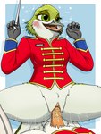 absurd_res anthro apodiform avian bird blush bodily_fluids boots bottomless bottomless_anthro bottomless_female clothed clothing conductor duo female female_focus fish_birb footwear genital_fluids genitals hi_res holding_object hummingbird looking_pleasured male male/female marching_band marching_band_uniform penetration penile penile_penetration penis penis_in_pussy pussy sarah_(fish_birb) sex stick vaginal vaginal_fluids vaginal_penetration