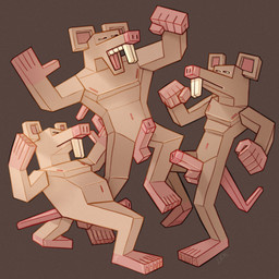 abstract_art anthro cubism dancing erection genitals group large_male lean_male long_teeth low_poly male muscular muscular_male penis polygonal_body short_male simple_background tall_male trio ravuer mammal murid murine rat rodent 1:1 hi_res