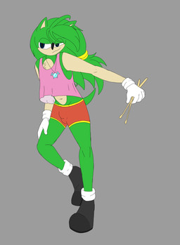 anthro bottomwear bulge clothing drumstick_(musical) femboy footwear gloves handwear male shirt shoes shorts smile smirk solo tank_top tight_bottomwear tight_clothing tight_shorts topwear fledgedragonfox sega sonic_the_hedgehog_(series) sonic_underground manic_the_hedgehog eulipotyphlan hedgehog mammal hi_res