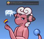 2019 annoyed anthro conditional_dnp dialogue english_text fan_character flaaffy flag flag_(object) generation_2_pokemon hi_res holding_flag holding_object icicle_speech_bubble lgbt_pride lgbt_pride_month lyre_belladonna male message nintendo number pocketpaws pokemon pokemon_(species) pokemon_mystery_dungeon pride_color_flag pride_colors rainbow_flag rainbow_pride_colors rainbow_pride_flag rainbow_symbol simple_background six-stripe_rainbow_pride_colors solo speech_bubble spike_chunsoft text time user_avatar user_message wanderlust