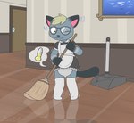 anthro bodily_fluids clean_diaper clothed clothing despair desperation diaper fuel_gauge genital_fluids grey_body maid_uniform male meter omorashi padding solo uniform urine_meter wearing_diaper ritzcat animal_crossing nintendo raymond_(animal_crossing) domestic_cat felid feline felis mammal digital_media_(artwork) hi_res