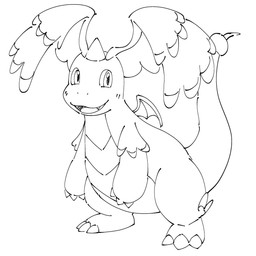 ambiguous_gender back_wings blush claws fangs feral glistening glistening_eyes head_wings horn looking_at_viewer open_mouth smile solo tail teeth unusual_wing_placement wings noye nintendo pokemon generation_9_pokemon mega_dragonite mega_evolution pokemon_(species) 1:1 2025 black_and_white digital_drawing_(artwork) digital_media_(artwork) hi_res monochrome sketch