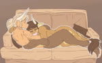 5_fingers anthro anthro_on_anthro areola blonde_hair breasts brown_background brown_body brown_fur brown_hair casual_nudity cuddling duo eyes_closed female female_anthro fingers fur furniture hair hair_bun hand_on_arm hand_on_back hooves horn hug lying lying_on_another male male/female male_anthro nipples nude on_back on_side pillow pink_areola pink_nipples romantic romantic_couple side_boob simple_background sleeping sofa tail tail_tuft tan_horn tuft slightlysimian european_mythology greek_mythology mythology jason_(slightlysimian) molly_(slightlysimian) bovid bovine cattle mammal minotaur 2d_animation animated high_framerate loop no_sound short_playtime webm