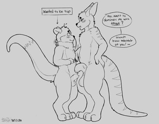 balls bodily_fluids comparing comparing_penis degradation dirty_talk erection foreskin genital_fluids genital_size_difference genitals half-erect humiliation leaking_precum male male/male neck_tuft penis penis_humiliation precum size_difference small_penis small_penis_humiliation teasing thick_penis tuft conditional_dnp taoreta nero_(taoreta) ruddy_(taoreta) kangaroo macropod mammal marsupial mustelid otter black_and_white hi_res monochrome sketch