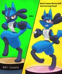 ambiguous_gender anthro immobile immobilization on_display solo transfix_panel transfixation kurohane_karasu nintendo pokemon super_smash_bros. super_smash_bros._ultimate canid canine generation_4_pokemon lucario mammal pokemon_(species) absurd_res hi_res