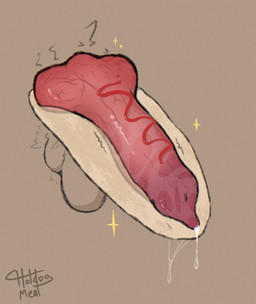 anatomically_correct anatomically_correct_genitalia anatomically_correct_penis animal_genitalia animal_penis balls bodily_fluids canine_genitalia canine_penis cum disembodied_penis dripping feral food genital_fluids genitals hot_dog humor joke ketchup knot knotted_penis leaking_cum male penis precum precum_drip precum_string shaking solo sparkles toony trembling hotdogmeat canid mammal 2025 digital_media_(artwork)