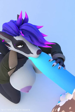 anthro big_breasts big_penis black_body black_fur blue_penis bodily_fluids breasts brown_body brown_fur clothed clothing countershading deep_throat duo eager exposed_breasts faceless_character faceless_male fellatio female fingering fingering_self fur genital_fluids genitals huge_penis humanoid_genitalia humanoid_penis hyper hyper_genitalia hyper_penis male male/female masturbating_while_penetrated masturbation neck_bulge nipples open_clothing open_topwear oral oral_penetration penetration penile penis sex simple_background slim slim_anthro slim_female tail text topwear vaginal vaginal_fingering white_body white_countershading white_fur coffeesoda fyixen valorlynz_(modeler) coffeesoda_(fursona) llydian_(fyixen) badger mammal mustelid musteline 2022 3d_(artwork) 3d_animation animated digital_media_(artwork) hi_res no_sound short_playtime url video