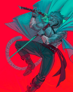 action_pose anthro beard blue_body blue_cape blue_clothing blue_fur blue_hair cape clothing facial_hair fur hair holding_melee_weapon holding_object holding_sword holding_weapon male male_anthro melee_weapon mouth_closed muscular muscular_anthro muscular_male pose red_eyes solo sword weapon edvardiko final_fantasy final_fantasy_xiv square_enix ed_(edvardiko) felid hrothgar mammal absurd_res hi_res