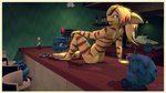 alcohol anthro beverage border breasts female furniture group nipples nude on_table table yellow_border doctor_ark ratchet_and_clank sony_corporation sony_interactive_entertainment warfare_machine angela_cross warfare_angela humanoid lombax mammal protopet 16:9 3d_(artwork) digital_media_(artwork) widescreen