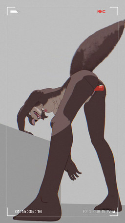 animal_genitalia anthro bend breasts cleavage clothed clothing female fuzzy_tail genitals nude raised_tail solo sticking tail tail_motion tongue tongue_out hhcf sound_warning beastars juno_(beastars) canid canine canis mammal wolf 9:16 animated blender_(artwork) digital_media_(artwork) hi_res short_playtime sound video