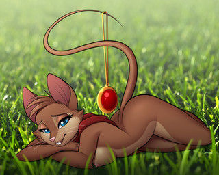 anthro areola blue_eyes breasts brown_body brown_fur buckteeth butt cape cape_only clothing eyelashes female fur grass half-closed_eyes looking_at_viewer lying mature_anthro mature_female mostly_nude narrowed_eyes nipples nude on_front pink_nose plant pose seductive solo teeth whiskers conditional_dnp drako1997 don_bluth the_secret_of_nimh mrs._brisby mammal mouse murid murine rodent wood_mouse 2019 5:4 absurd_res digital_media_(artwork) hi_res