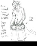 anthro bottomwear bottomwear_down boxers_(clothing) clothed clothing cocky dialogue male oversized_clothing partially_clothed shorts shorts_down solo twunk underwear swordsofsevens iguana iguanid lizard reptile scalie