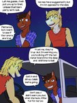 3:4 anthro blake_jackson caleb_(texnatsu) clothed clothing comic dialogue duo english_text equid equine fully_clothed fuze hi_res horse male mammal night outside pattern_clothing pattern_shirt pattern_topwear plaid plaid_clothing plaid_shirt plaid_topwear shirt tank_top texnatsu text topwear torn_sleeves truck_(vehicle) vehicle