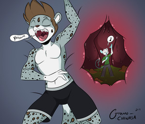 anthro anthro_pred anthro_prey athletic athletic_male bodily_fluids clothed clothing duo endosoma extreme_size_difference eyes_closed fully_inside inside_stomach internal lullaby lying male male/male male_pred male_prey musical_note musical_symbol on_back open_mouth oral_vore safe_vore singing size_difference sleeping stomach_acid symbol tail teeth tongue topless topless_anthro topless_male uvula vore yawn gizmochinasa gizmo_(gizmochinasa) willow_(plasmameat) felid mammal mouse murid murine pantherine rodent snow_leopard hi_res