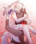 anthro blush clothing dress duo female fur hair holidays hug lifting love male romantic scarf string tail white_body white_fur catkitte valentine's_day jane_(catkitte) ugly_cat_(catkitte) domestic_cat felid feline felis mammal 2020 digital_drawing_(artwork) digital_media_(artwork) hi_res
