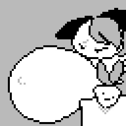abdominal_bulge ambiguous_gender ambiguous_pred ambiguous_prey belly big_belly duo forced hair imprint plant same_size_vore simple_background soft_vore solo_focus struggling vore pocket-vore 1:1 animated character_request digital_media_(artwork) greyscale low_res monochrome pixel_(artwork) pixel_animation
